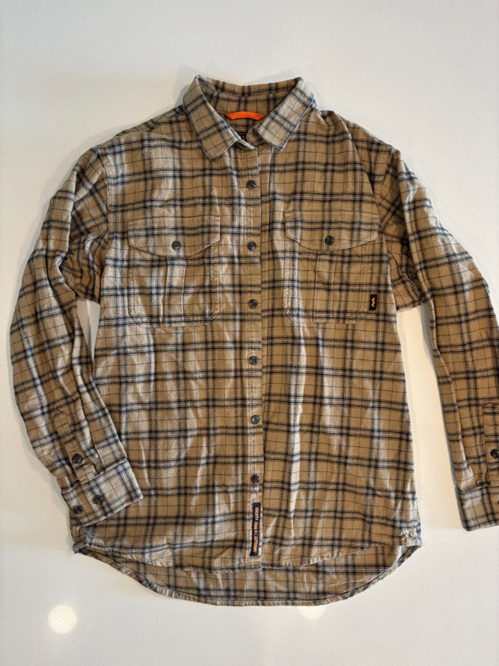 Walls Tan and Black Plaid Long-Sleeve Button-Up Shirt